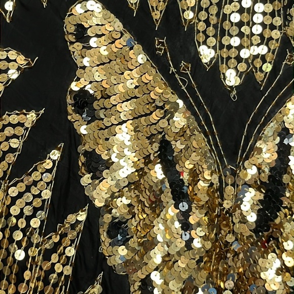Vintage Gold Sequin Butterfly Top with Silk Lining - Picture 9 of 11